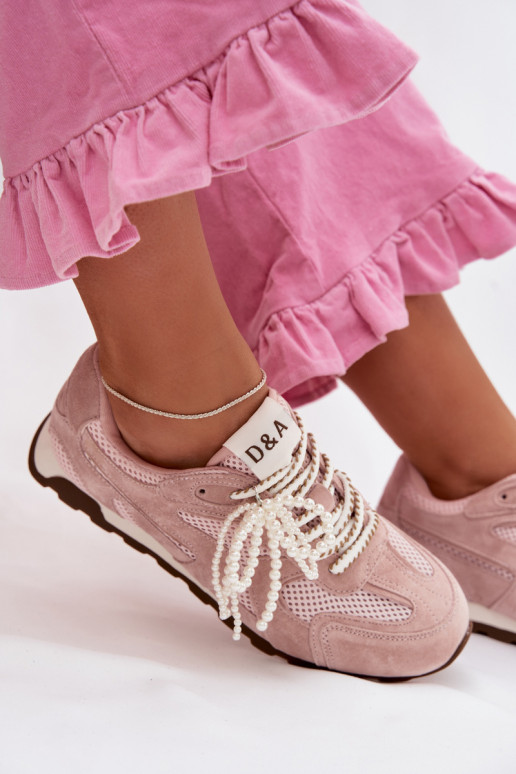 Piel de gamuza Zapatillas modelo zapatos. Femenino MK61-0705 color rosa