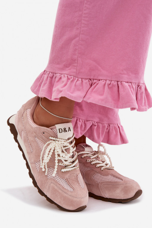 Piel de gamuza Zapatillas modelo zapatos. Femenino MK61-0705 color rosa