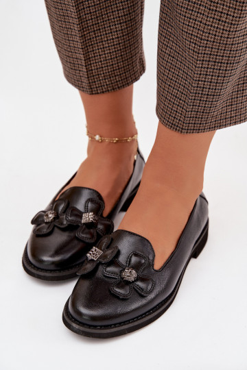 Zapatos de mujer con tacones anchos y motivos florales color negro Tavillette