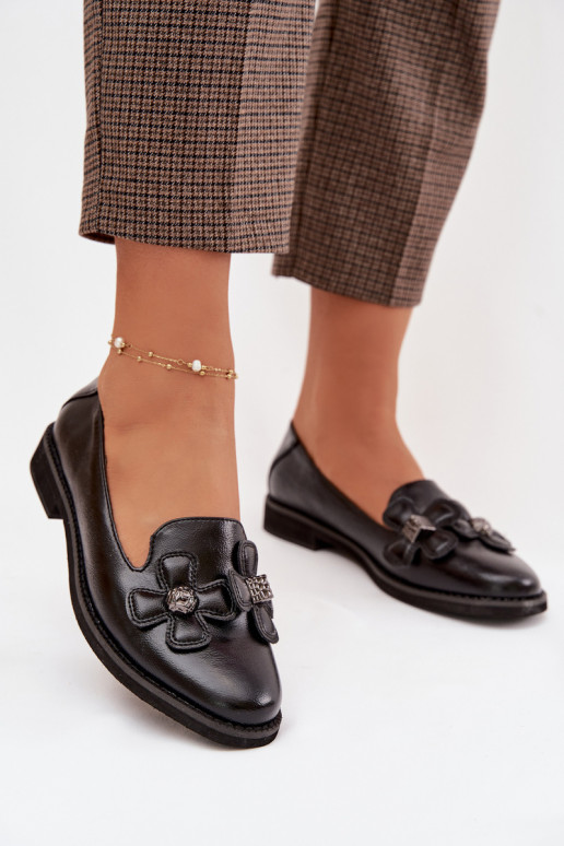 zapatos Femenino con tacones anchos Con decoracionesi con motivos floralesami de color negro Tavillette