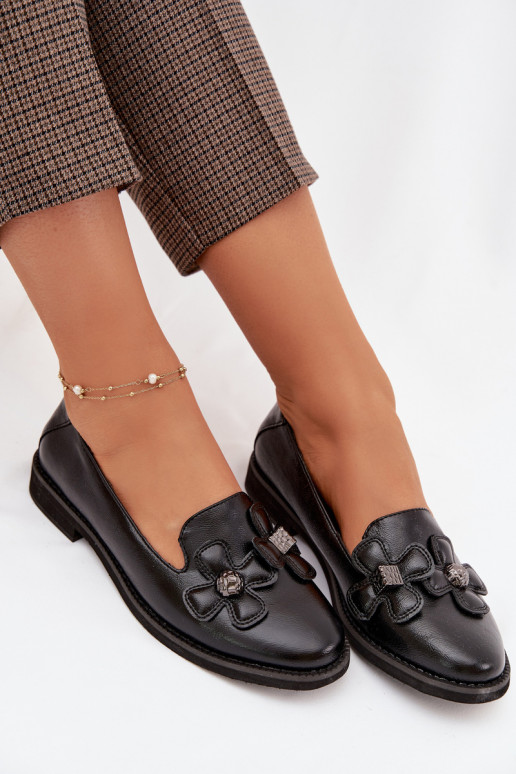 zapatos Femenino con tacones anchos Con decoracionesi con motivos floralesami de color negro Tavillette