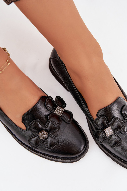 zapatos Femenino con tacones anchos Con decoracionesi con motivos floralesami de color negro Tavillette