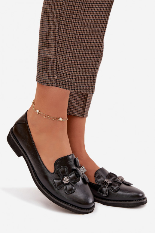 zapatos Femenino con tacones anchos Con decoracionesi con motivos floralesami de color negro Tavillette