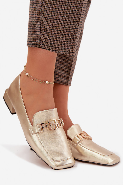 Piel mocasines de mujer Con decoraciones Detalem D&A CR61-3125 color dorado