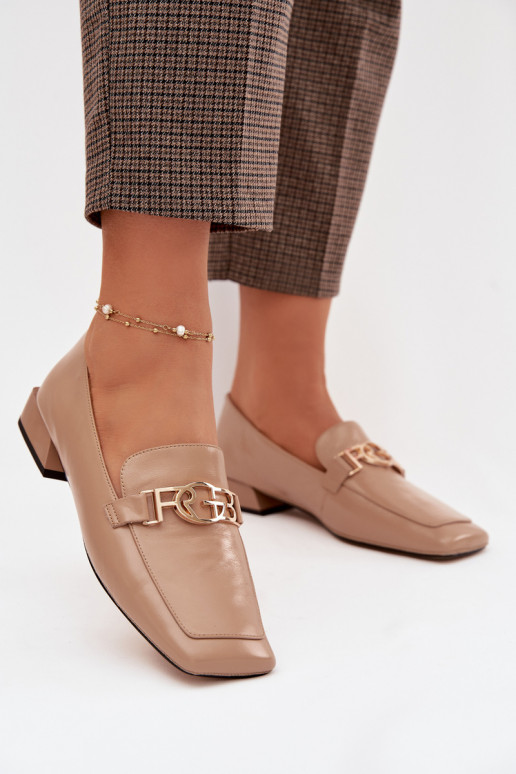 Piel mocasines de mujer Con decoraciones Detalem D&A CR61-3125 beige