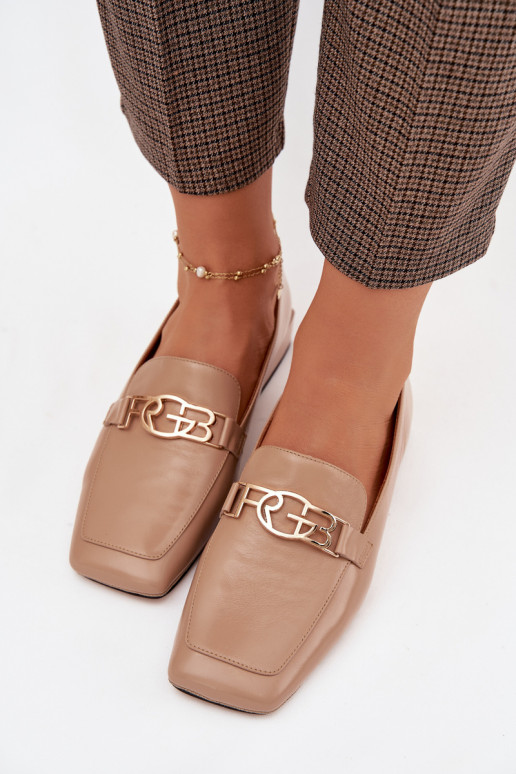 Piel mocasines de mujer Con decoraciones Detalem D&A CR61-3125 beige