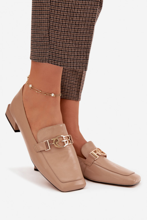 Piel mocasines de mujer Con decoraciones Detalem D&A CR61-3125 beige