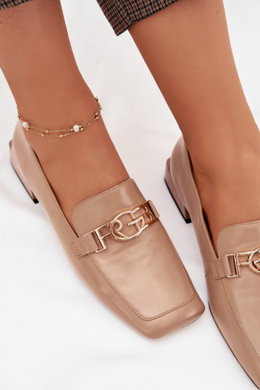 Piel mocasines de mujer Con decoraciones Detalem D&A CR61-3125 beige