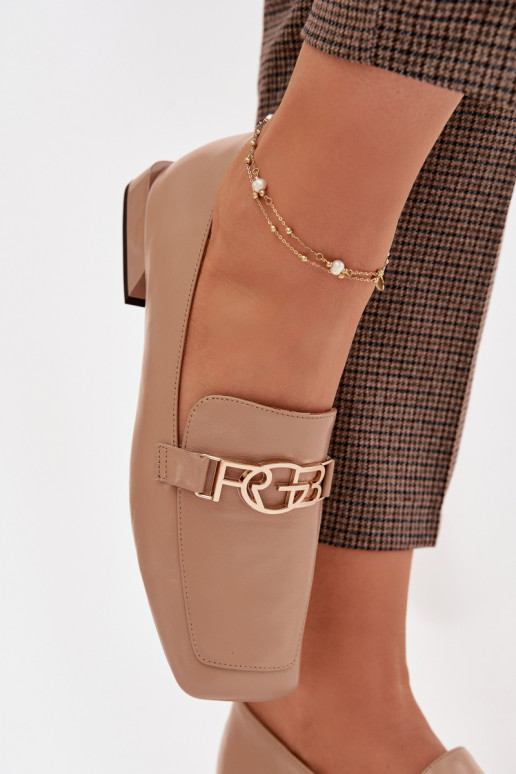 Piel mocasines de mujer Con decoraciones Detalem D&A CR61-3125 beige