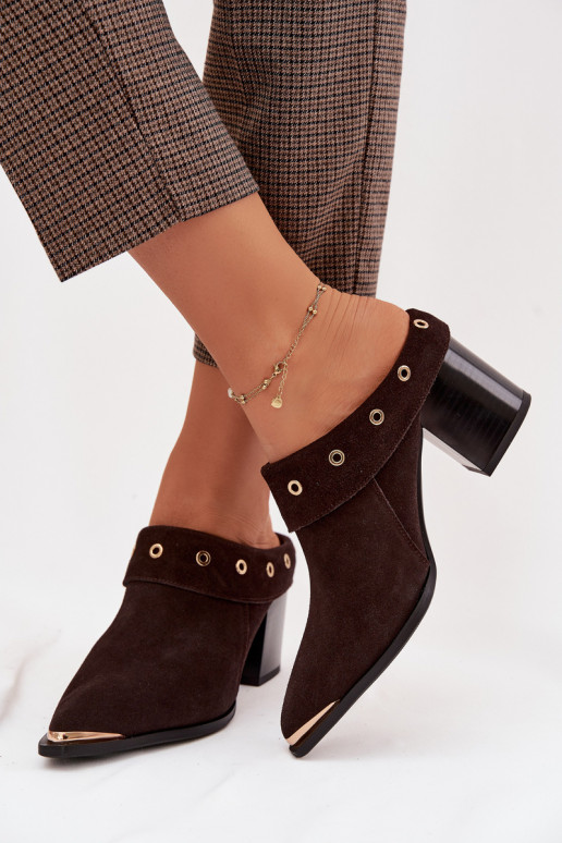 zapatillas de gamuza estilo vaquero Femenino con tacones D&A CR61-3059 CzekoladoAe