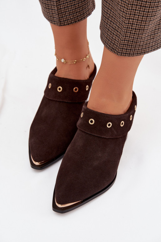 zapatillas de gamuza estilo vaquero Femenino con tacones D&A CR61-3059 CzekoladoAe