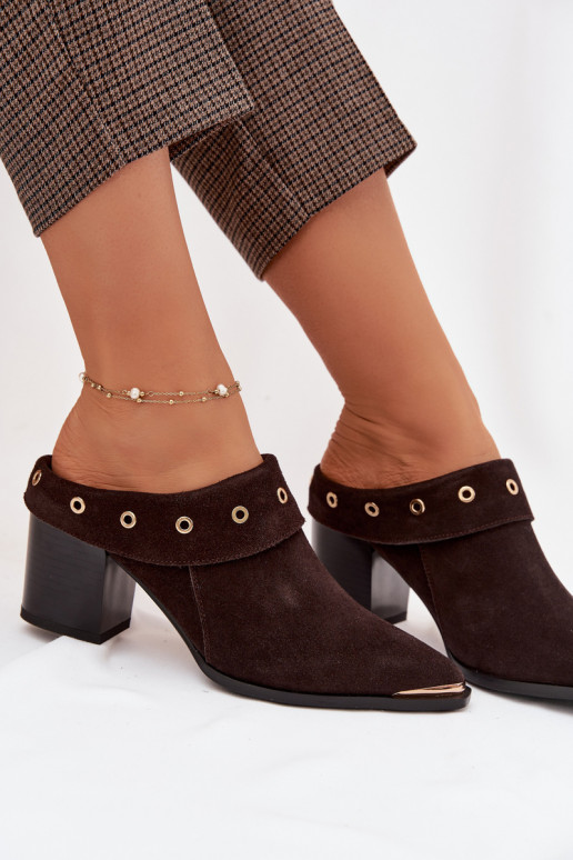 zapatillas de gamuza estilo vaquero Femenino con tacones D&A CR61-3059 CzekoladoAe