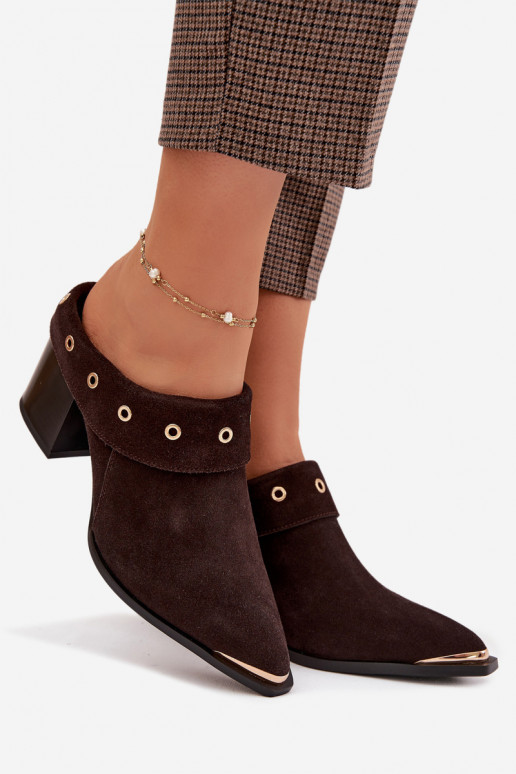 zapatillas de gamuza estilo vaquero Femenino con tacones D&A CR61-3059 CzekoladoAe