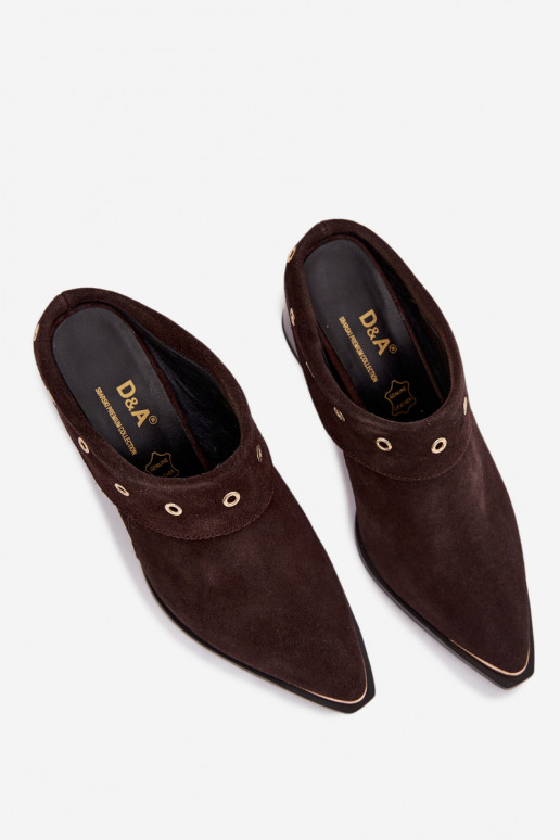 zapatillas de gamuza estilo vaquero Femenino con tacones D&A CR61-3059 CzekoladoAe