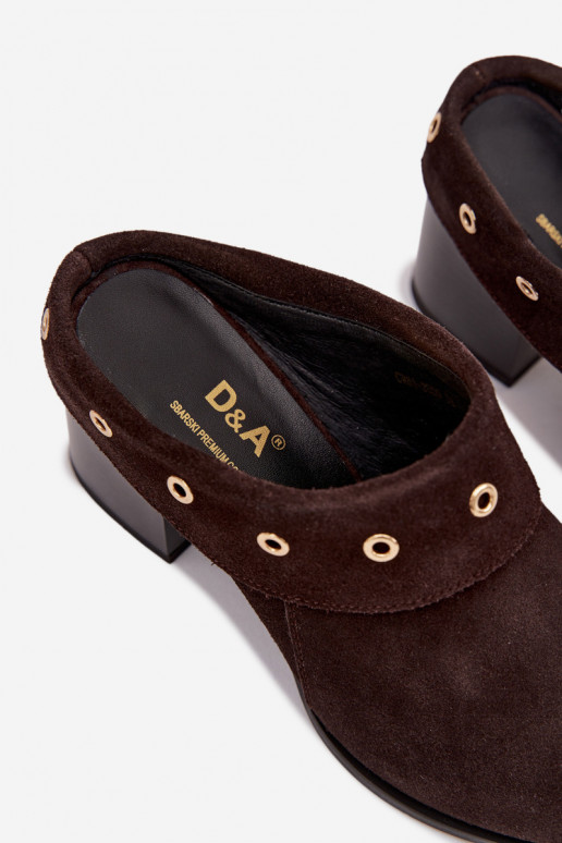 zapatillas de gamuza estilo vaquero Femenino con tacones D&A CR61-3059 CzekoladoAe