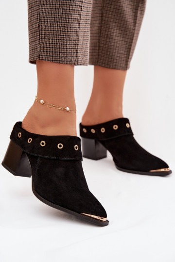 Zapatillas de ante estilo vaquero con tacones D&A CR61-3059 color negro 2