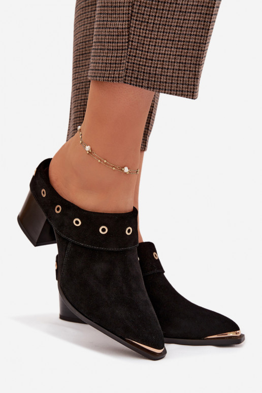 zapatillas de gamuza estilo vaquero Femenino con tacones D&A CR61-3059 de color negro