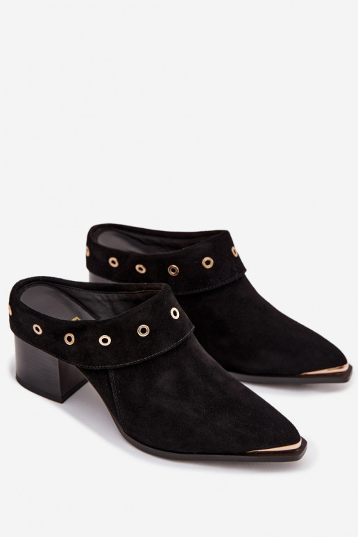 zapatillas de gamuza estilo vaquero Femenino con tacones D&A CR61-3059 de color negro