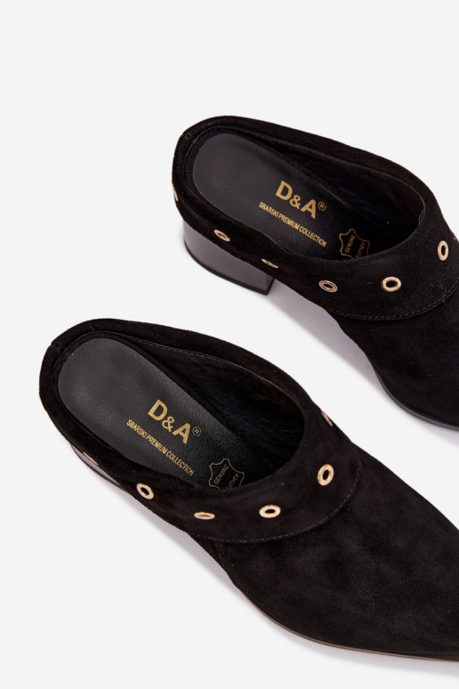 zapatillas de gamuza estilo vaquero Femenino con tacones D&A CR61-3059 de color negro