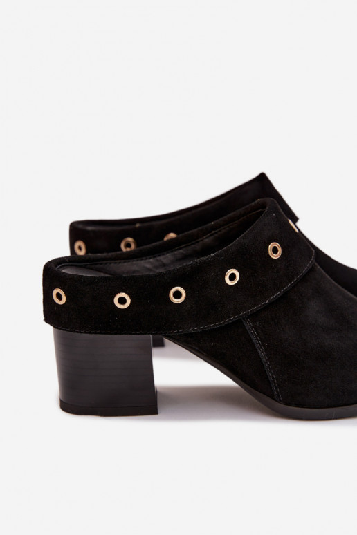 zapatillas de gamuza estilo vaquero Femenino con tacones D&A CR61-3059 de color negro