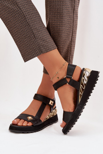Sandalias de plataforma para mujer D&A CR61-3070 color negro