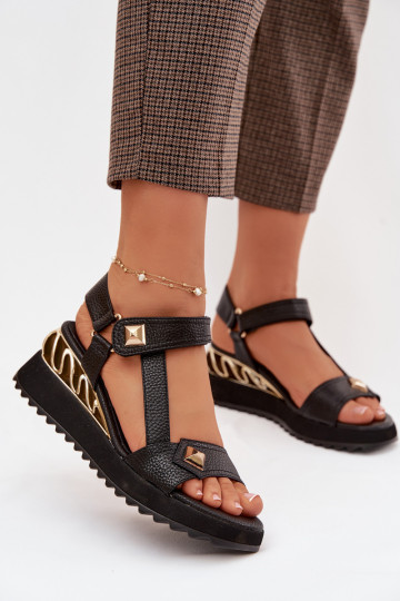 Sandalias de plataforma para mujer D&A CR61-3070 color negro 2