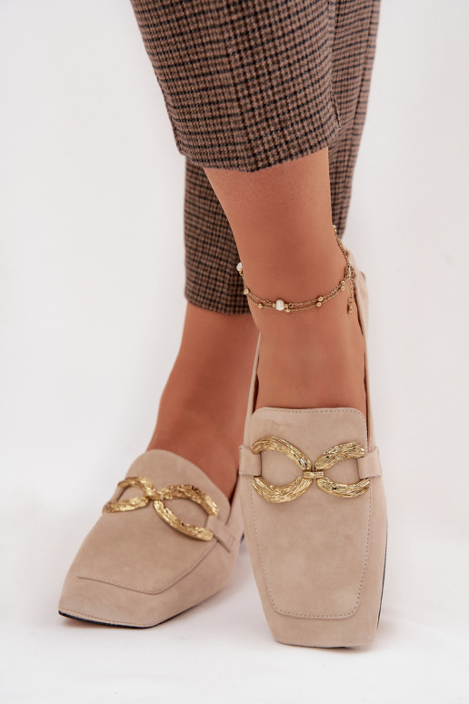 mocasines de mujerActivadoturalnego de gamuzau color dorado Detal D&A CR61-3115 beige