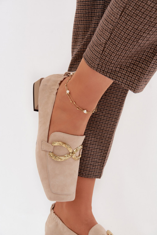 mocasines de mujerActivadoturalnego de gamuzau color dorado Detal D&A CR61-3115 beige