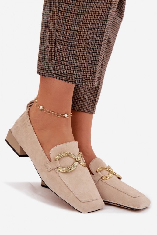 mocasines de mujerActivadoturalnego de gamuzau color dorado Detal D&A CR61-3115 beige