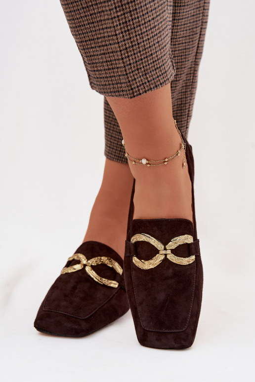 mocasines de mujerActivadoturalnego de gamuzau color dorado Detal D&A CR61-3115 CzekoladoAe