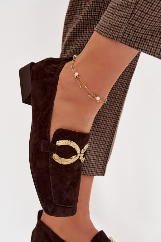 mocasines de mujerActivadoturalnego de gamuzau color dorado Detal D&A CR61-3115 CzekoladoAe