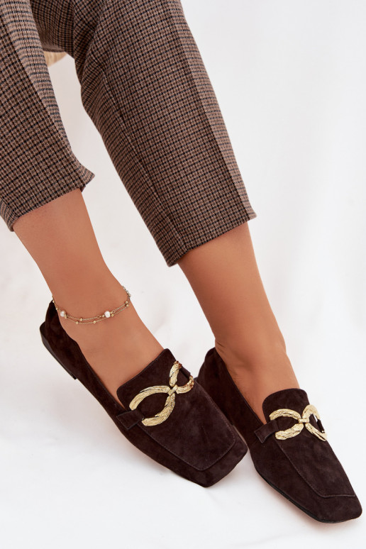 mocasines de mujerActivadoturalnego de gamuzau color dorado Detal D&A CR61-3115 CzekoladoAe