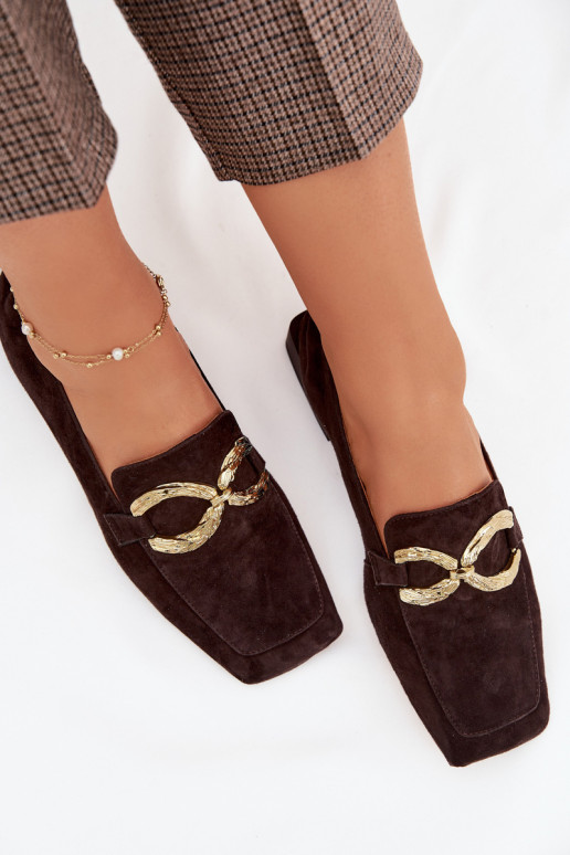 mocasines de mujerActivadoturalnego de gamuzau color dorado Detal D&A CR61-3115 CzekoladoAe