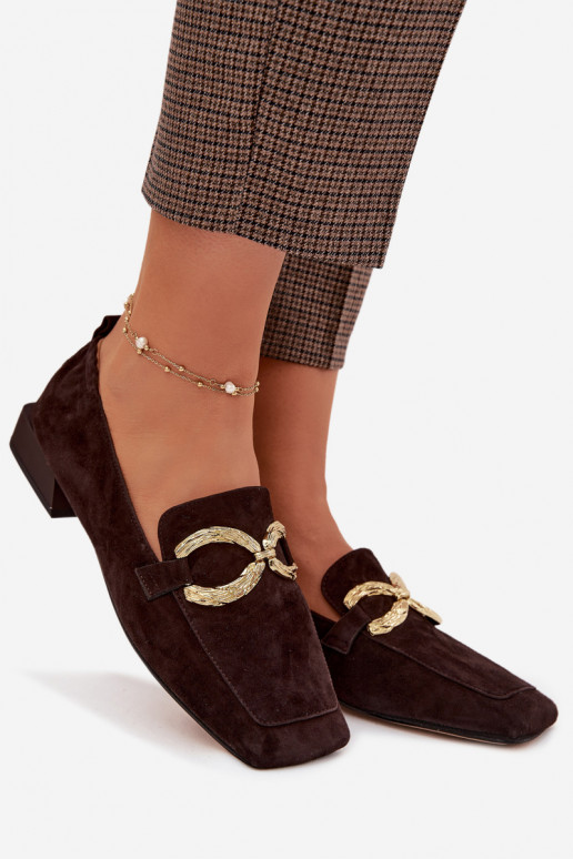 mocasines de mujerActivadoturalnego de gamuzau color dorado Detal D&A CR61-3115 CzekoladoAe