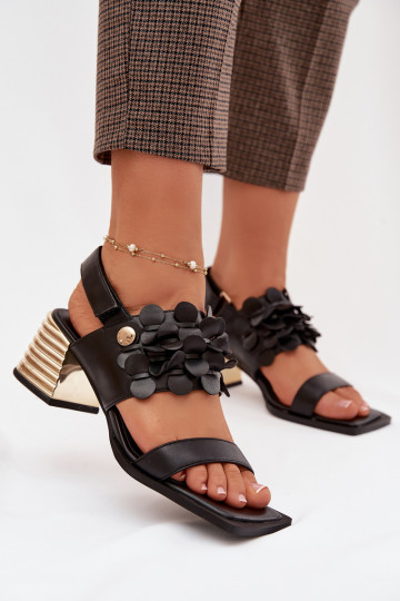 Sandalias de tacón de cuero D&A CR61-3062 color negro 2