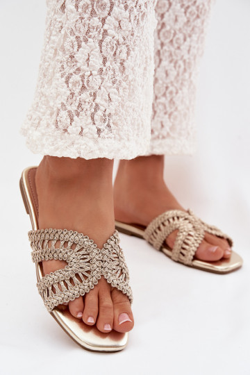 Zapatillas apartamento de mujeres color dorado Fariella