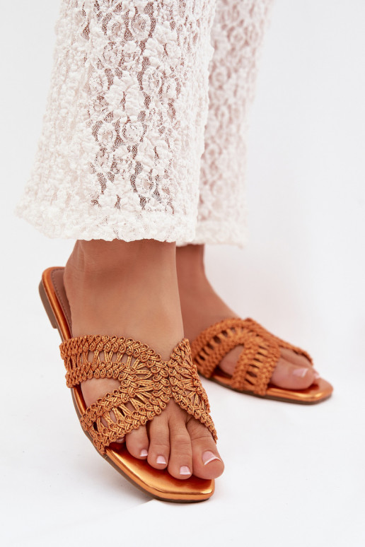 Zapatillas apartamento de mujeres color naranja Fariella