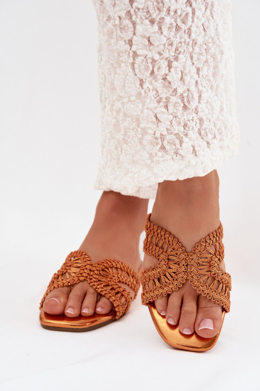 Zapatillas apartamento de mujeres color naranja Fariella