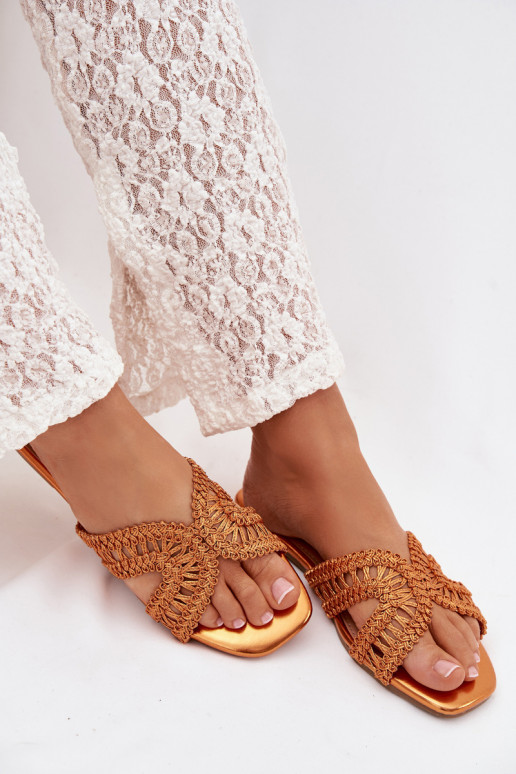 Zapatillas apartamento de mujeres color naranja Fariella