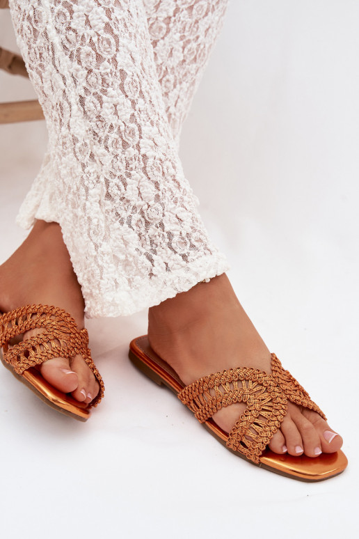 Zapatillas apartamento de mujeres color naranja Fariella