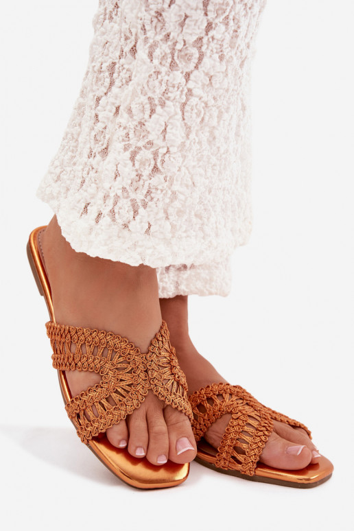 Zapatillas apartamento de mujeres color naranja Fariella