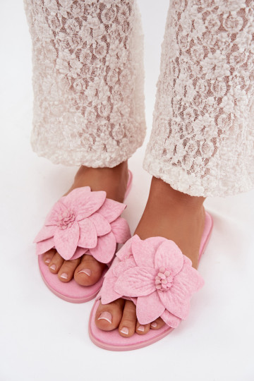 Zapatillas de mujer color rosa planas con motivos florales Elzoria