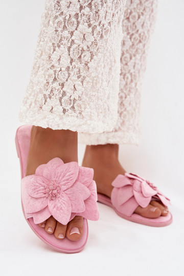 Zapatillas de mujer color rosa planas con motivos florales Elzoria 2
