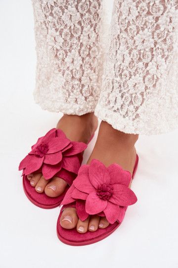 Zapatillas de mujer color rosa planas con motivos florales Elzoria