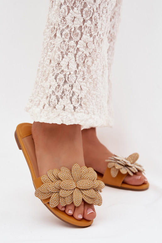 Zapatillas apartamento de mujeres Con decoración color amarillo Grelora