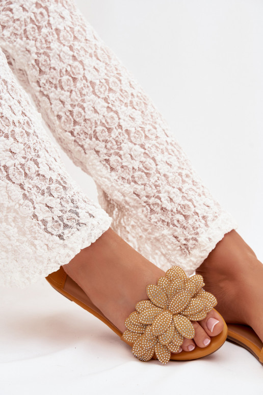 Zapatillas apartamento de mujeres Con decoración color amarillo Grelora