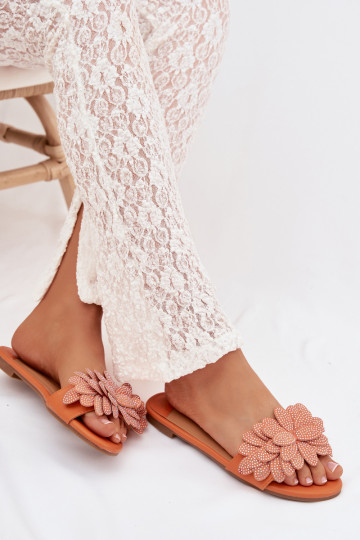 Zapatillas de mujer color naranja con decoración Grelora