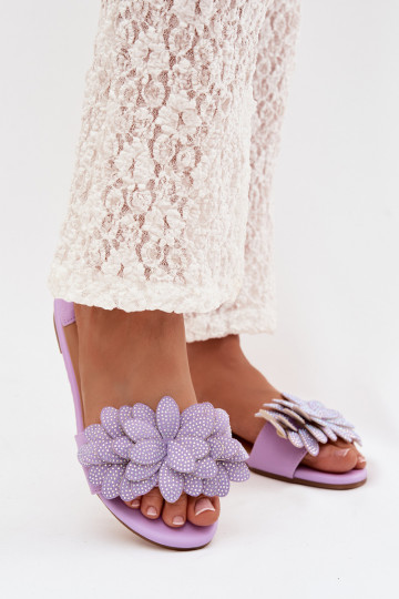 Zapatillas de mujer color violeta con decoración Grelora 2