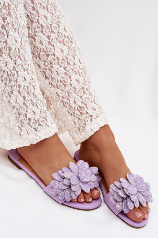 Zapatillas apartamento de mujeres Con decoración color violeta Grelora