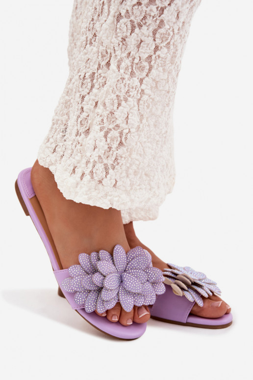 Zapatillas apartamento de mujeres Con decoración color violeta Grelora